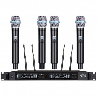 AMW AU4000 v3 Microfone Sem Fio 4 Canais UHF Digital + Case