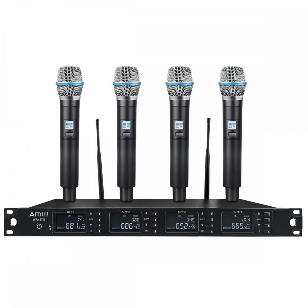 AMW AU3000 Microfone sem fio Rack UHF Fixo 4 Canais