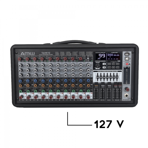 AMW Tank 12 Mesa de Som Ativa 12 Canais Efx Premium USB 600W RMS