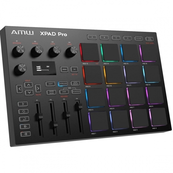 (USADO) AMW XPAD Pro Controlador Midi 16 PADs multi 4 Knobs OLED etc