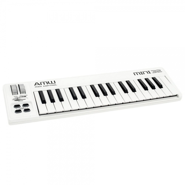 AMW Mini 32 Branco Teclado Controlador Midi USB 32 Teclas