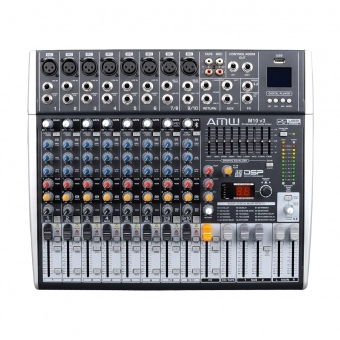 AMW M10 Fx v3 Mesa de Som 10 Canais com EFX Player Sub Out e Interface!