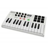 AMW Master 25 White Teclado Controlador Midi 9 PADs 8 Knobs Visor OLED