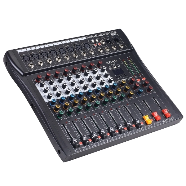 (USADO) AMW CX8 v3 Mesa de Som 8 canais USB BT EFX PFL Eq 3 Bandas