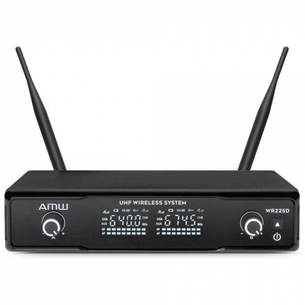 AMW BU200 Kit Microfone Sem Fio Duplo Bodypack Auricular UHF Digital 2B 2A