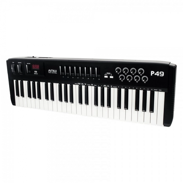AMW P49 Teclado Controlador Midi USB 49 Teclas Knobs Botões etc