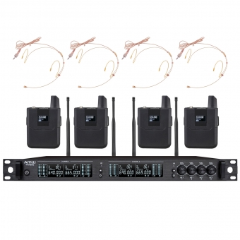 AMW BU7000 Microfone sem fio 4 Canais Digital UHF Auricular