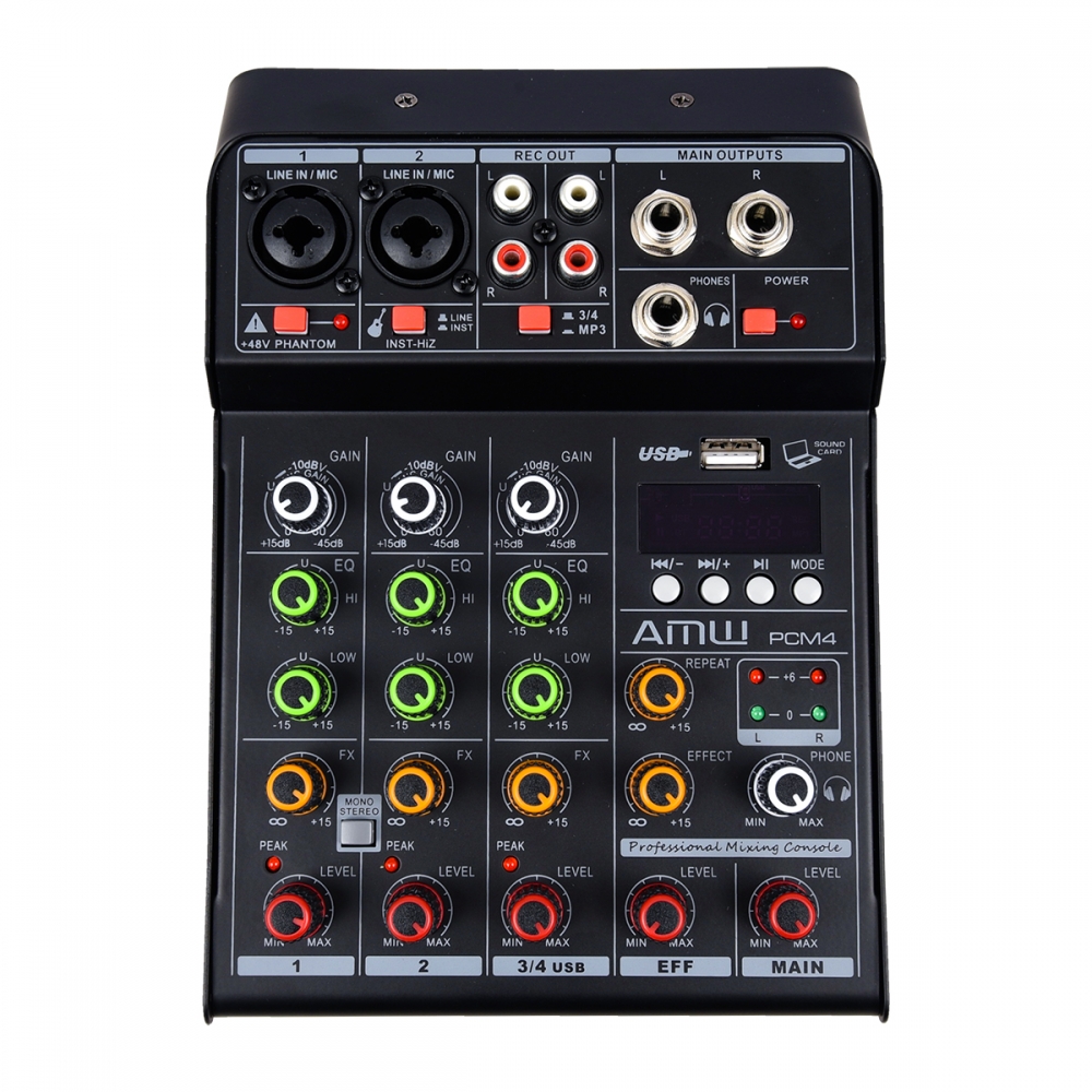 (USADO) AMW PCM4 v2 Mesa de Som Compacta 4 Canais Echo XLR Interface