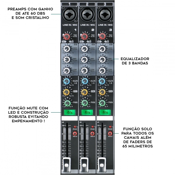 AMW AJ12 Mesa de som 12 Canais EFX High End BT Interface USB