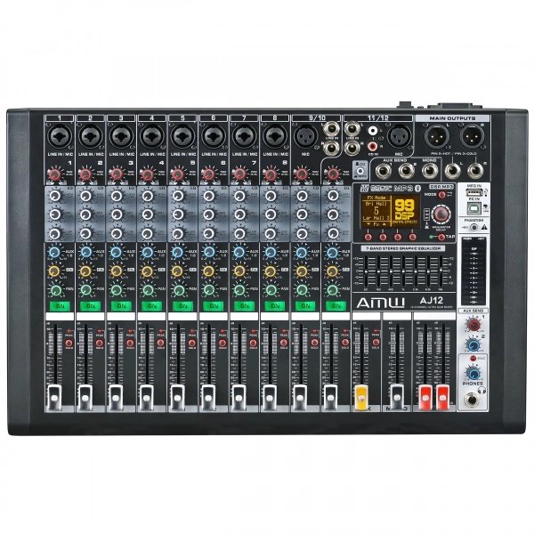 AMW AJ12 Mesa de som 12 Canais EFX High End BT Interface USB