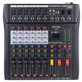 AMW CX6 v3 Mesa de Som 6 canais USB BT EFX PFL Eq 3 Bandas