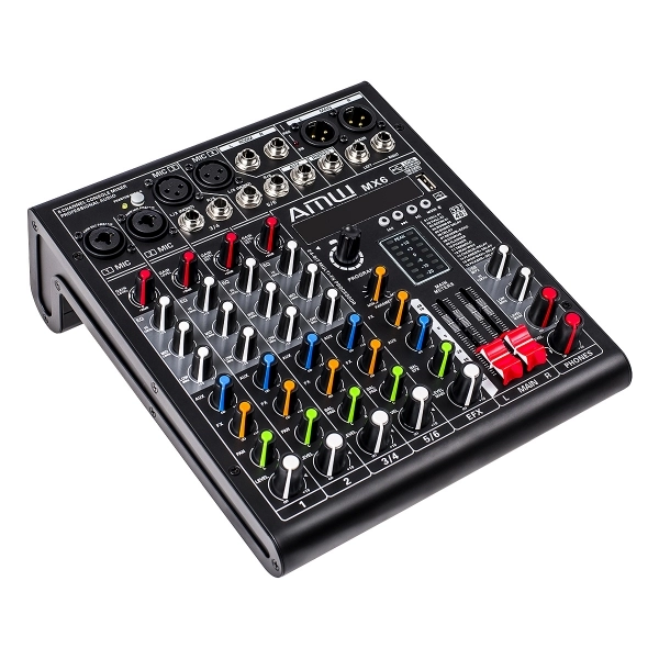 (USADO) AMW MX6 v2 Mesa de Som 6 Canais 4 XLR Bluetooth EFX Bluetooth Interface USB