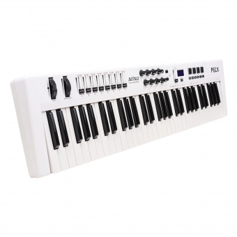 AMW P61X White Teclado Controlador Midi USB com 61 Teclas PADs Faders e Knobs
