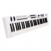 AMW P61X White Teclado Controlador Midi USB com 61 Teclas PADs Faders e Knobs