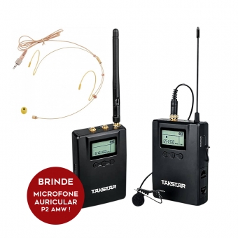 Takstar SGC-200W Microfone sem fio para câmera Lapela + Auricular