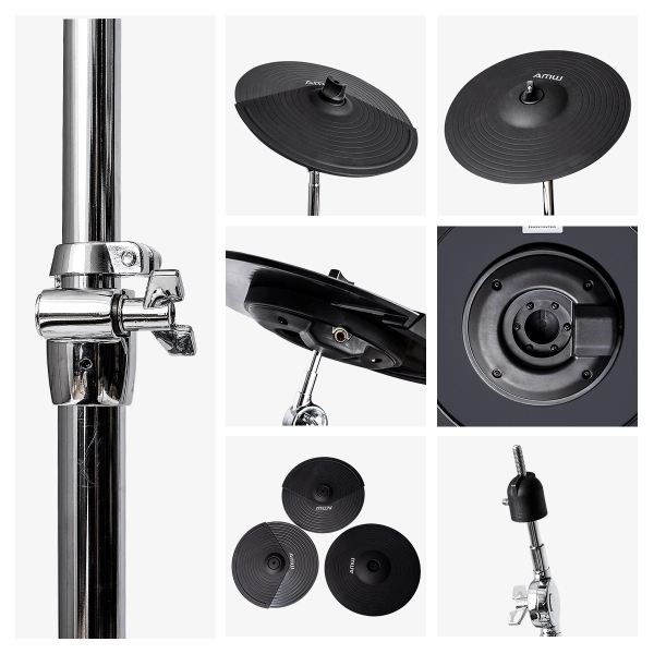 (USADO) AMW ED11 Pro Bateria Eletrônica All Mesh Dual Real Hi Hat Condução Tri zone Pratos Dual