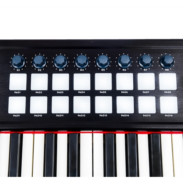 KFX SW61 Pro Teclado Controlador MIdi USB 61 Teclas 16 PADs 8 Knobs Faders Split Transpose