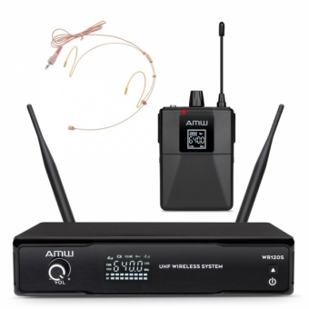 (USADO) AMW BU50 Microfone Sem Fio Bodypack UHF Digital Auricular Bege 1B 1A