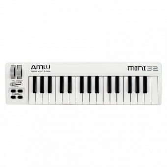 AMW Mini 32 Branco Teclado Controlador Midi USB 32 Teclas