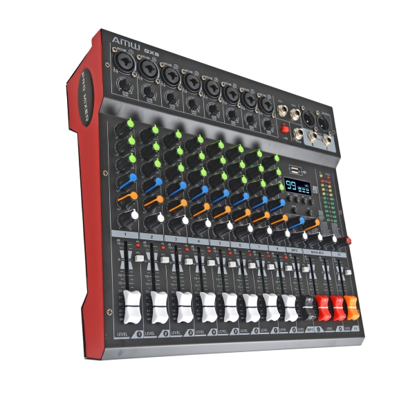 AMW GX8 Pro Mesa de som 8 Canais 99 EFX DSP Interface USB Rec Aux