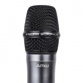 (USADO) AMW AU400 v2 Microfone sem fio Duplo de Mão Digital UHF Rack