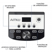 AMW ED3 Pro v2 Bateria Eletrônica PADs em Mesh Caixa Dual Zone Pratos c Choke
