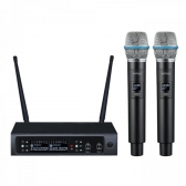 (USADO) AMW AU58 Microfone sem fio duplo UHF com 200 F + Scan + Case !