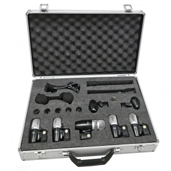 AMW DMX77 Kit Microfone Bateria Premium 7 Mics + Acessórios + Estojo