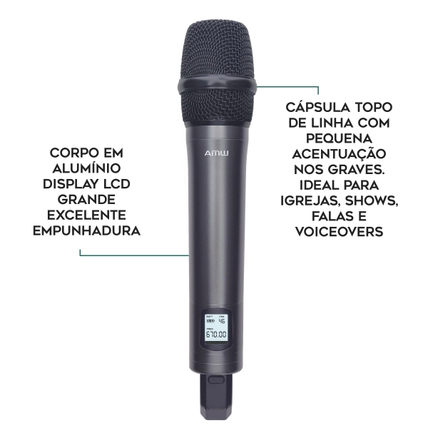 AMW AU6000 v2 Microfone sem fio Rack 4 canais Digital + Estojo