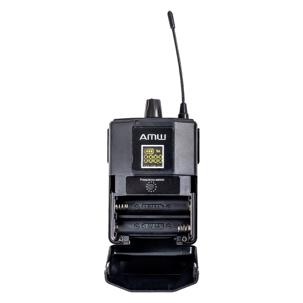 AMW BU200 Kit Microfone Sem Fio Duplo Bodypack Auricular UHF Digital 2B 2A