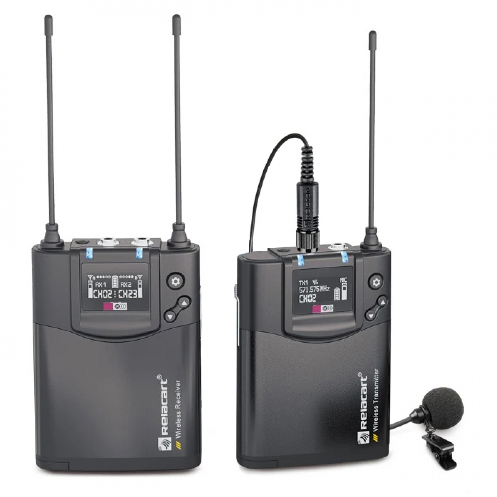 Relacart Cr2 ONE CLIP Microfone Sem Fio lapela Duplo Uhf Câmera Uwp ( CR + 2X CP )