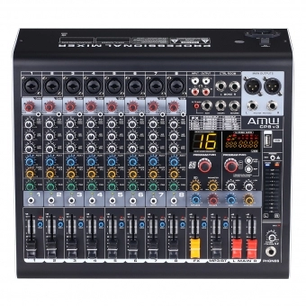 AMW CP8 V3 Mesa de Som 8 Canais Efeitos USB Interface Mp3 BT Eq