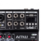 (USADO) AMW SM4 v2 Mesa de Som 4 Canais com Efeitos DSP Bluetooth e USB Interface