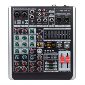 AMW ST6 Mesa de Som 6 Canais 99 Efx Interface de Áudio USB !