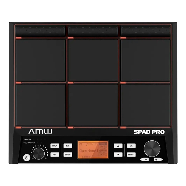 AMW SPAD PRO Sampler PAD Percussão 9 PADs Sons Externos SD 512 MB