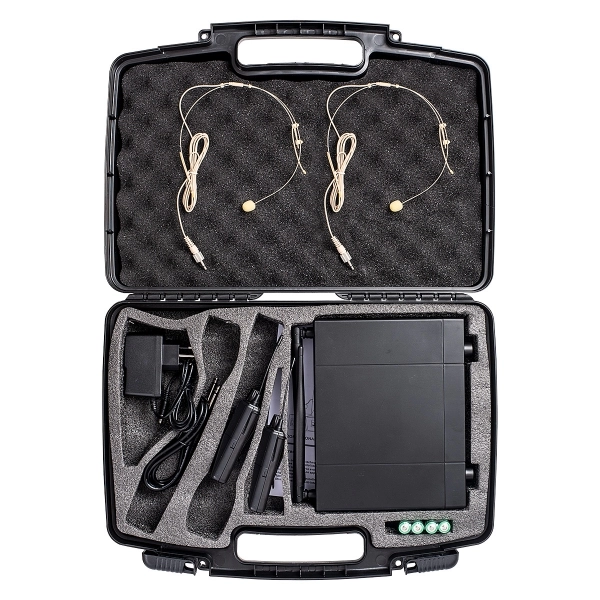 AMW BU200 Kit Microfone Sem Fio Duplo Bodypack Auricular UHF Digital 2B 2A