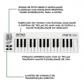 AMW Mini 32 Branco Teclado Controlador Midi USB 32 Teclas