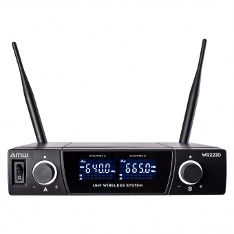 AMW BU230 Microfone sem Fio Duplo Auricular UHF Digital + Case