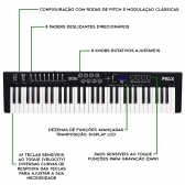 AMW P61X Teclado Black Controlador Midi USB com 61 Teclas PADs Faders e Knobs