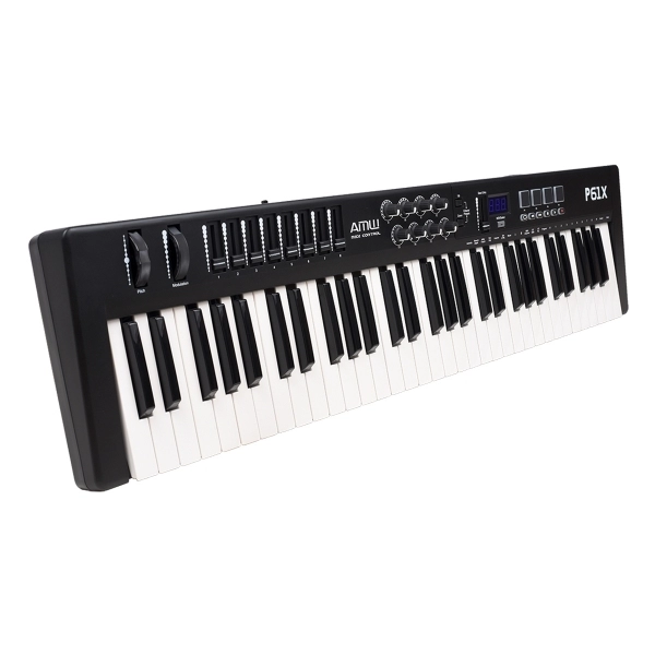 (USADO) AMW P61X Teclado Black Controlador Midi USB com 61 Teclas PADs Faders e Knobs