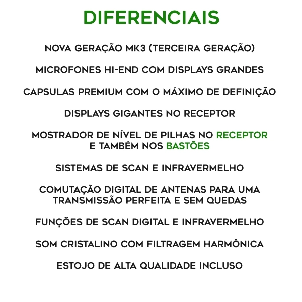 AMW AU600 Microfone sem fio digital UHF Duplo + Case