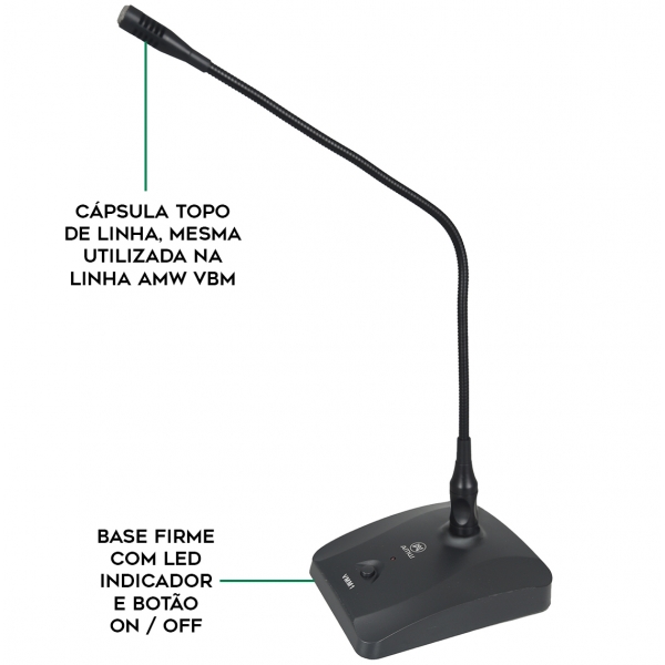 AMW VMM1 Microfone Gooseneck Pescoço de Ganço Condensador de Eletreto