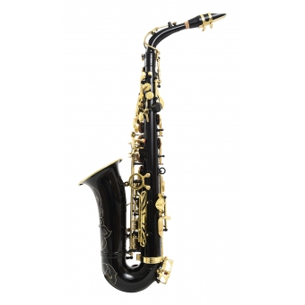 Amw Custom ALS61 Saxofone Alto Corpo Preto com Tubo interno Dourado e Chaves Laqueadas