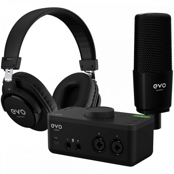 Audient EVO 4 SRB Studio Recording Bundle ( Interface de áudio USB + Microfone + Fone + Cabo )