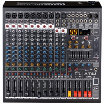 AMW AN12 v3 Mesa de Som 12 Canais com 4 saídas Auxiliares DSP 99 EFX USB Interface