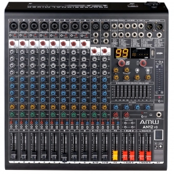AMW AN12 v3 Mesa de Som 12 Canais com 4 saídas Auxiliares DSP 99 EFX USB Interface