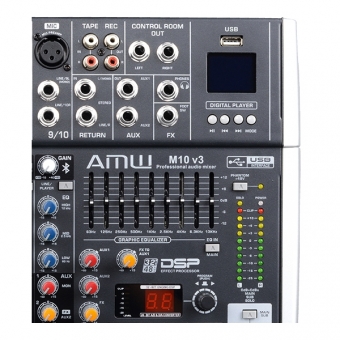 (USADO) AMW M10 Fx v3 Mesa de Som 10 Canais com EFX BT Player Sub Out e Interface!