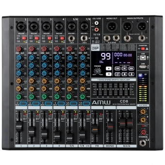 AMW CD8 Mesa de Som 8 Canais EFX DSP Eq Master USB Player