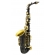 Amw Custom ALS61 Saxofone Alto Corpo Preto com Tubo interno Dourado e Chaves Laqueadas